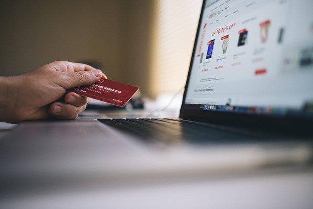 Laptop and credit card for online shopping